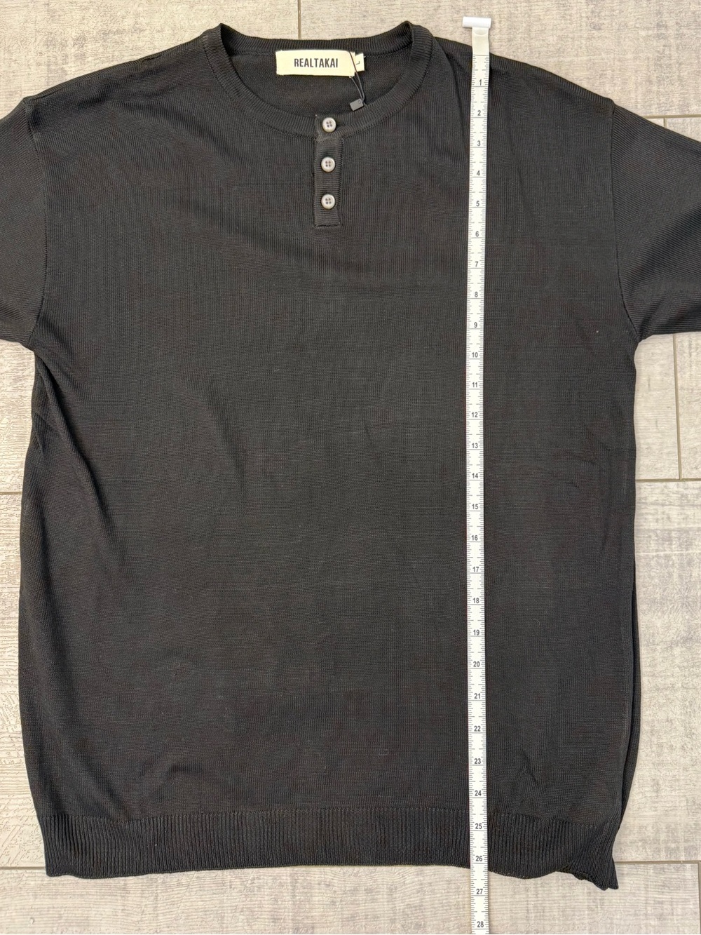 Real Takai 3 Button Knit Short Sleeve Black Henley Size Large NWT - Picture 5 of 5